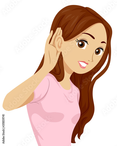 Teen Girl Ear Hear Listen Illustration
