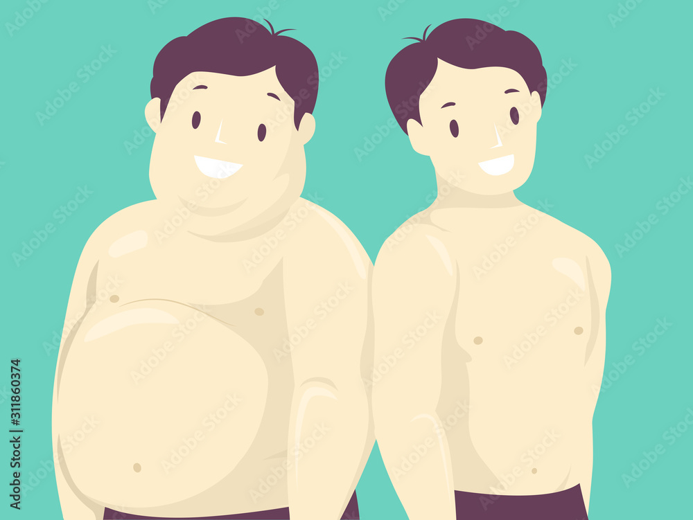 Man Fat Fit Illustration