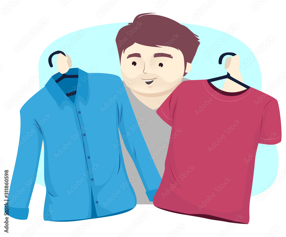 Man Pick Clothes Illustration