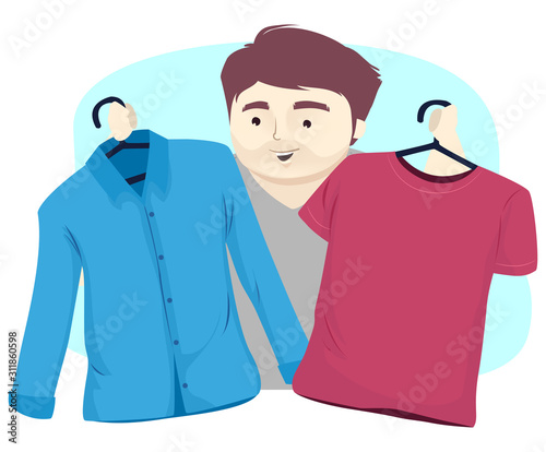 Man Pick Clothes Illustration