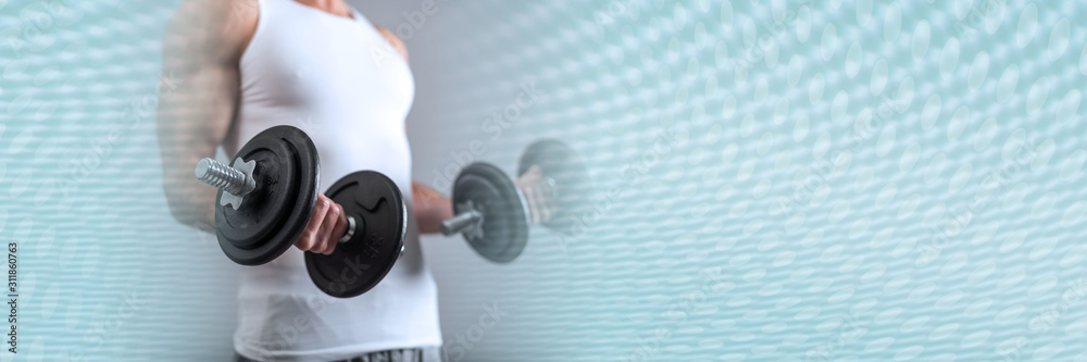Athletic man; panoramic banner Athletic man; panoramic banner