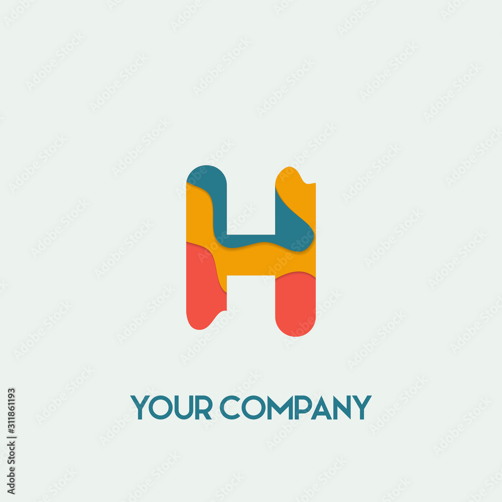 Initial letter H logo vector design template. Initial H minimalist logo template vector Paper cut style.