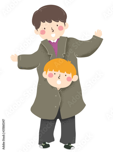Kids Boy Pretend Tall Adult Clothes Illustration