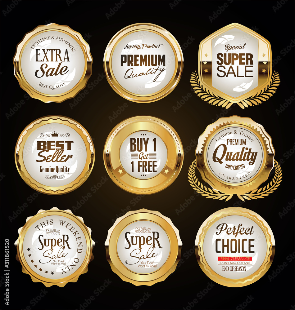 Golden badges and labels