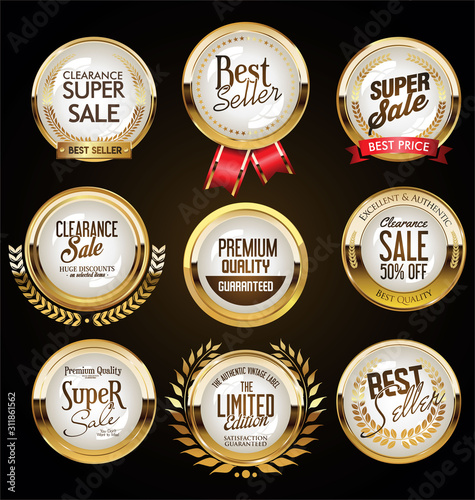 Golden badges and labels