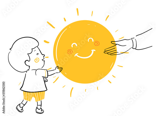 Kid Boy Adult Give Sunshine...