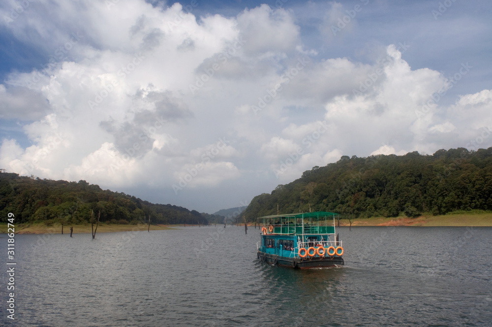 Back waters of the periyar dam. A famous tourist place near the periyar tiger reserve of Kerala