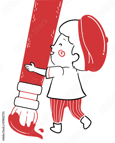 Kid Boy Painter Big Brush I...