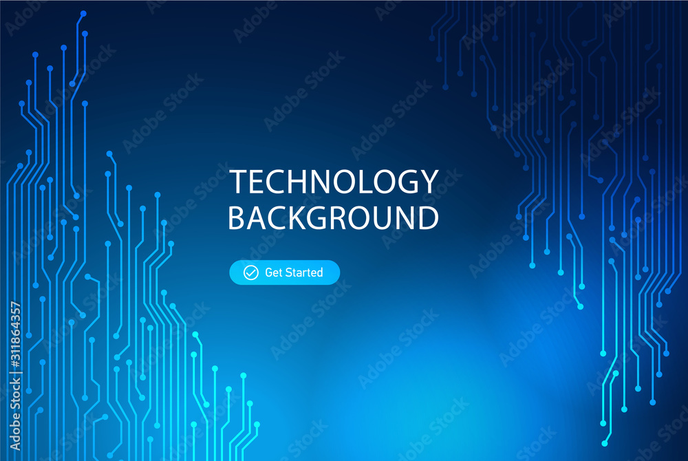 Blue technology background. Copy space. Abstract vector illustration. 