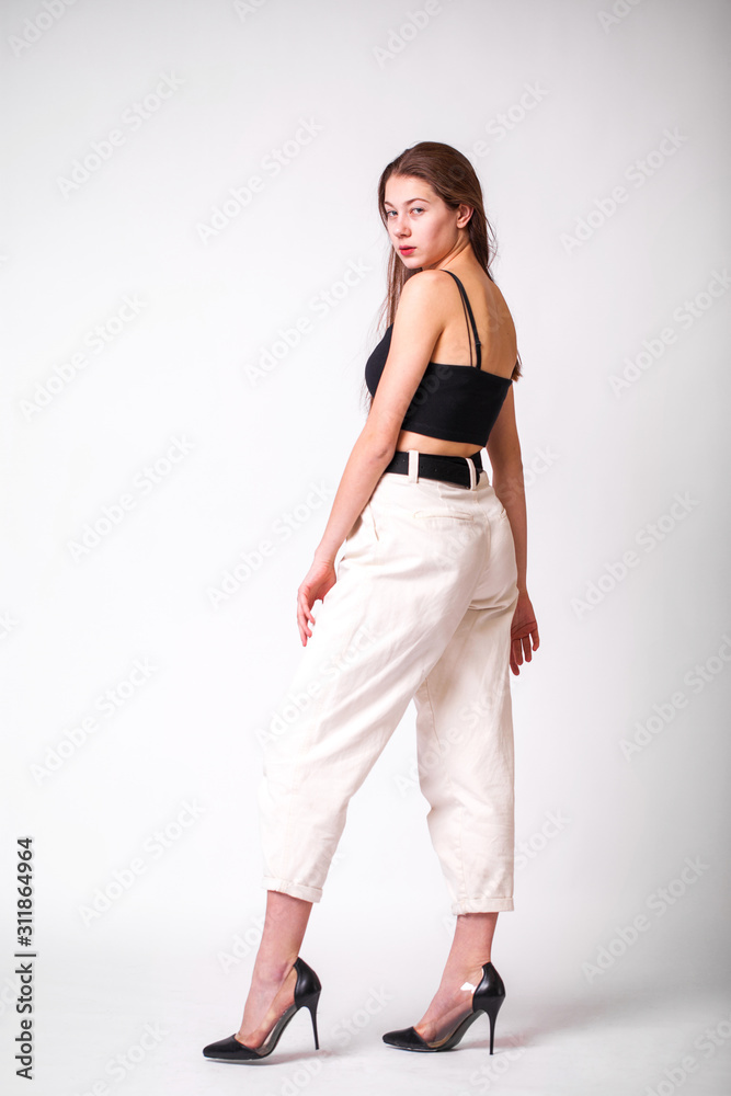 Portrait full body of young beautiful brunette model Portrait full body of young beautiful brunette model