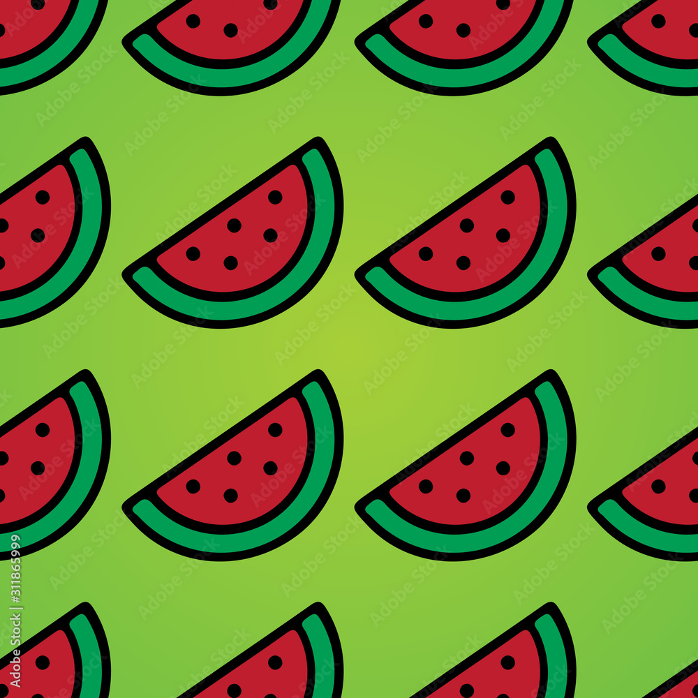 Watermelon Seamless Pattern Vector Watermelon Seamless Pattern Vector