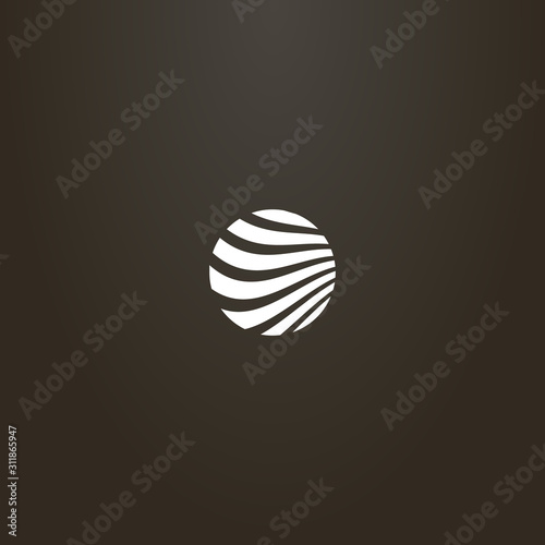 white sign on a black background. simple vector round abstract flat art sign of wavy lines