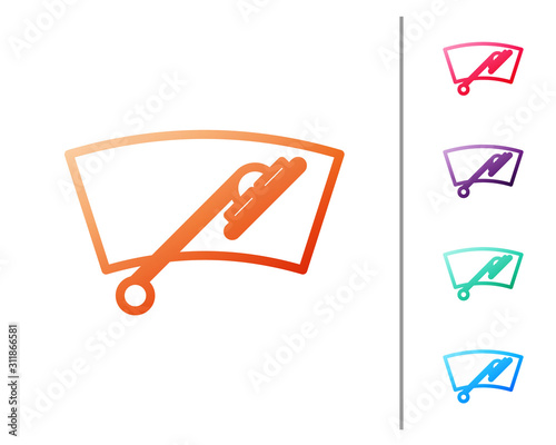 Red line Windscreen wiper icon isolated on white background. Set color icons. Vector Illustration