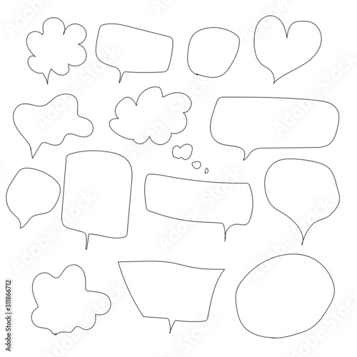 A collection of vector speech and thought communication bubbles