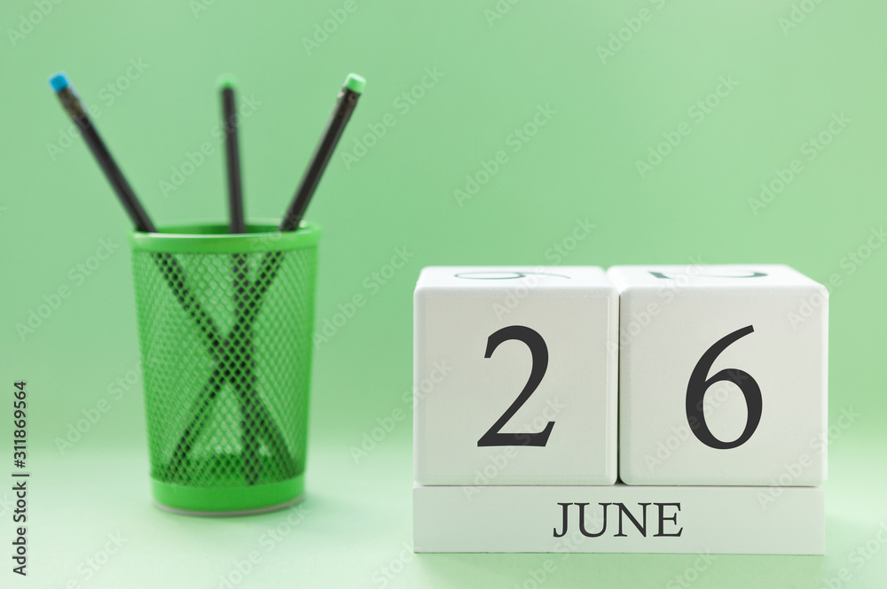 Desk calendar of two cubes for June 26