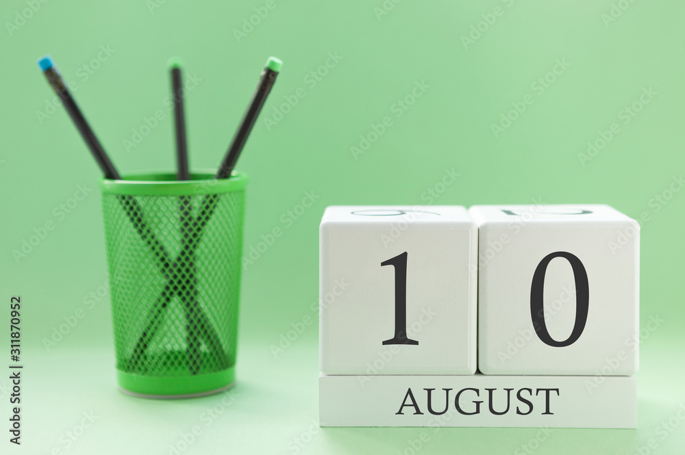 Desk calendar of two cubes for August 10 Desk calendar of two cubes for August 10