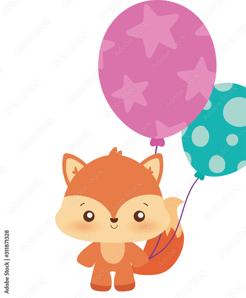 fox cartoon of happy birthday concept vector design fox cartoon of happy birthday concept vector design