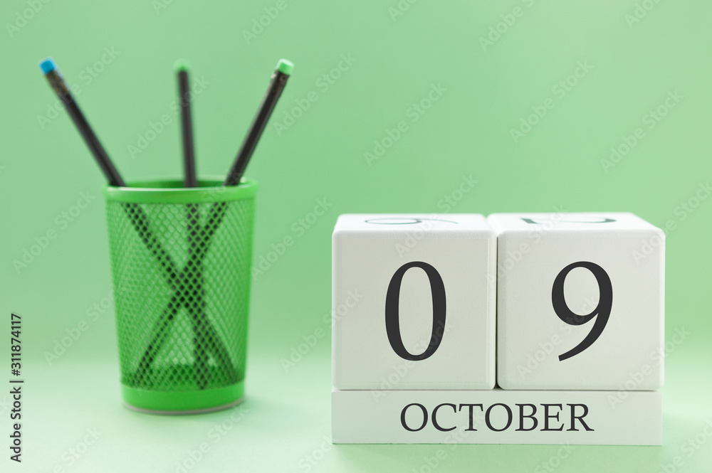 Desk calendar of two cubes for October 9 Desk calendar of two cubes for October 9