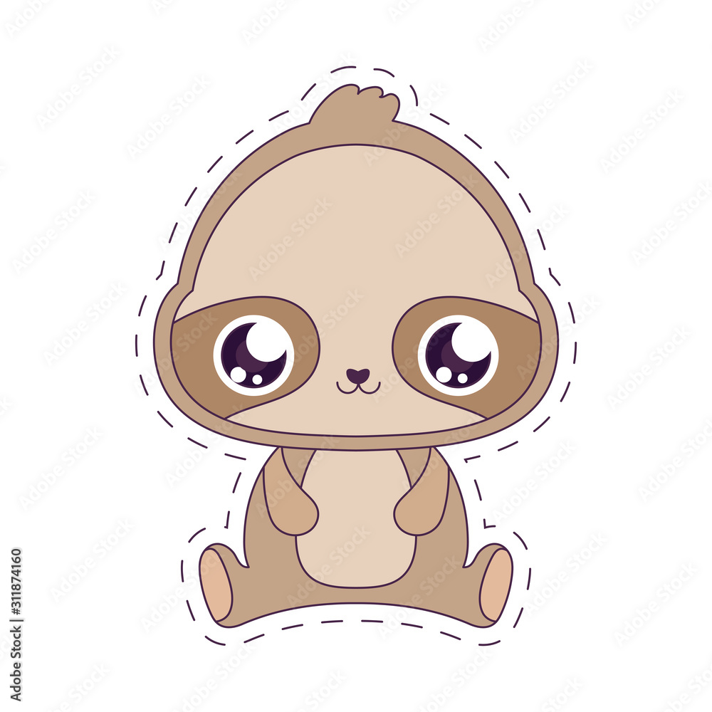 Kawaii sloth cartoon vector design vector de Stock | Adobe Stock