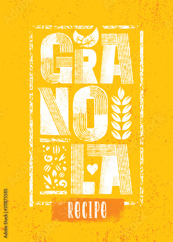 Healthy Vegan Snack Granola Cereal Vector Nutrition Food Design Element.
