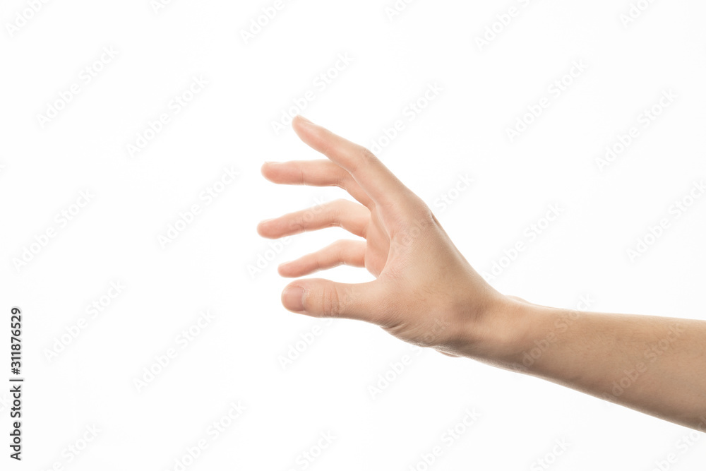 Human hand in picking gesture isolate on white background Human hand in picking gesture isolate on white background