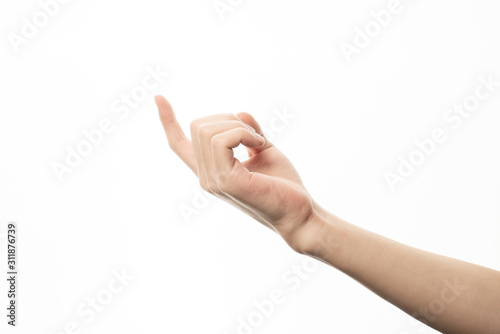 Quadro em tela Human hand in seduce gesture isolate on white background