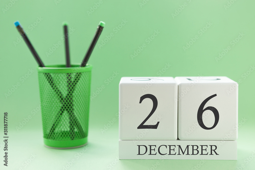 Desk calendar of two cubes for December 26 Desk calendar of two cubes for December 26