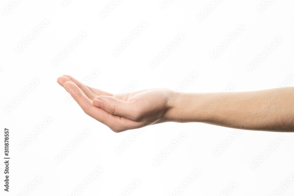 Human hand holding something gesture isolate on white background Human hand holding something gesture isolate on white background
