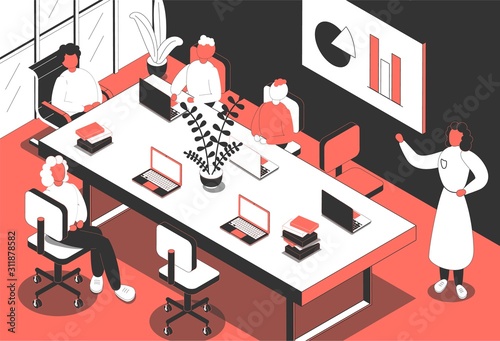 Conference Room Isometric Composition