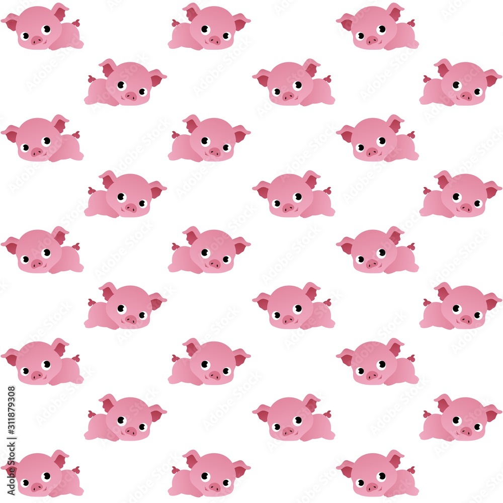 Fototapeta premium The Amazing of Cute Pig Illustration, Cartoon Funny Character, Pattern Wallpaper