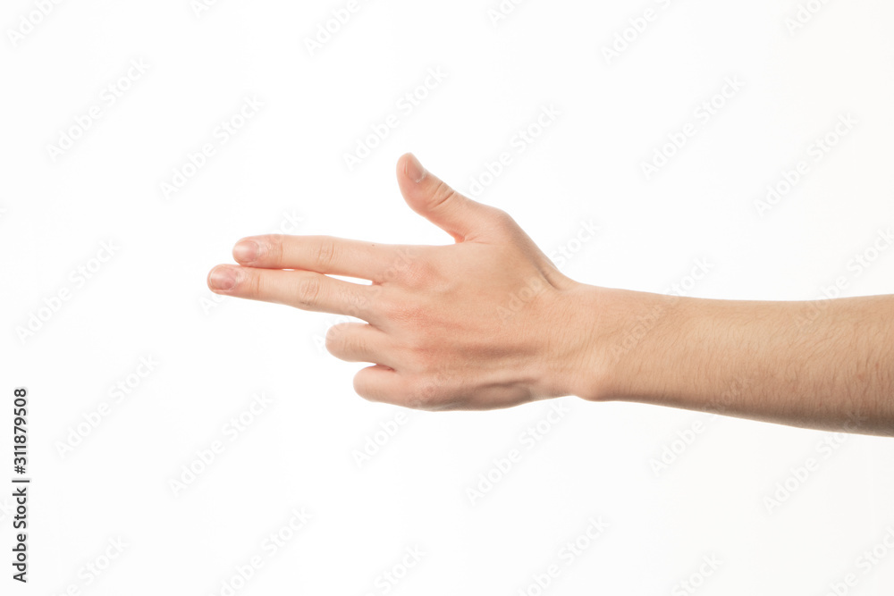Human hand in shooting gesture isolate on white background Human hand in shooting gesture isolate on white background