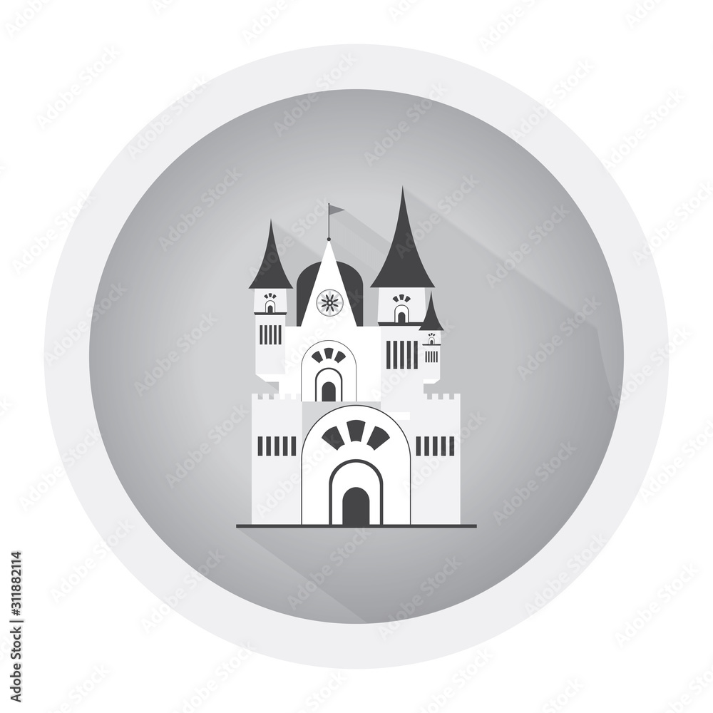 Castle and fortress icon. Collection of castle and house stock vector illustration. Black and white icon