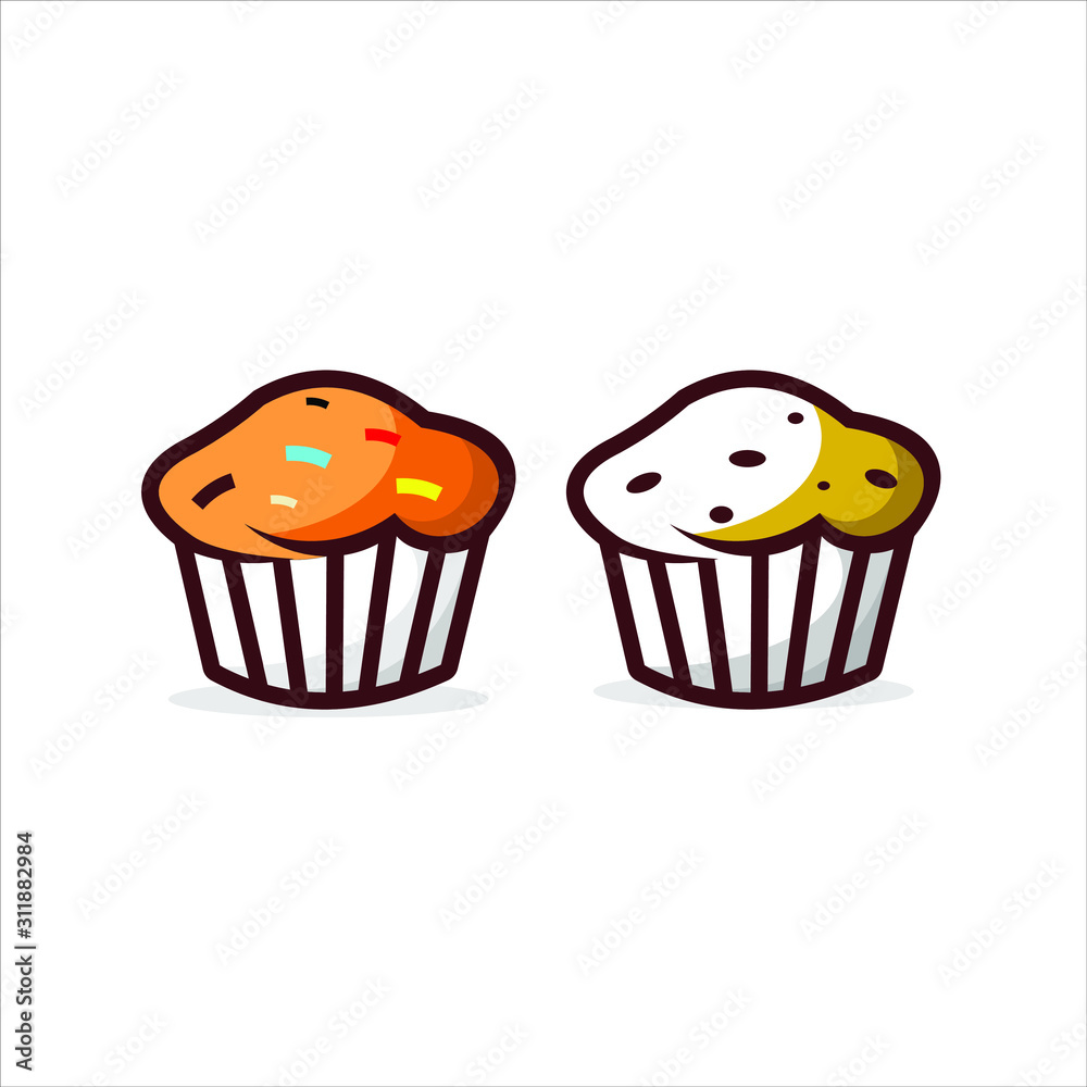 fun cartoon modern muffin cake vector. bakery clipart or sticker design inspiration fun cartoon modern muffin cake vector. bakery clipart or sticker design inspiration