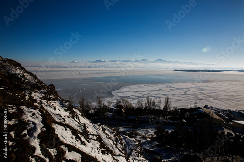 Lake Sevan covered with ice © grigoryepremyan