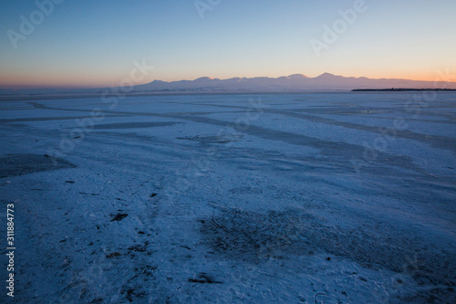 Lake Sevan covered with ice