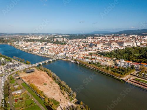 Aerial view of city center of historic Coimbra, Portugal