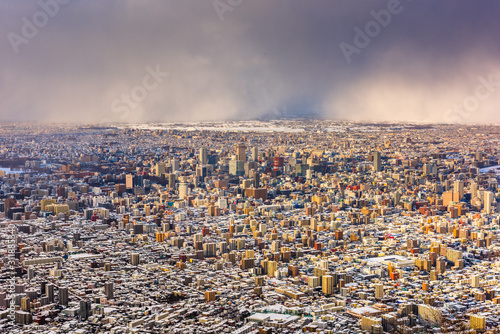 Sapporo, Japan Aerial Cityscape photo
