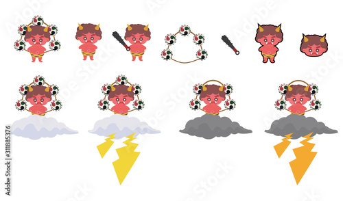 イラスト素材 鬼 金棒 雷太鼓 節分 ベクター Stock Vector Adobe Stock