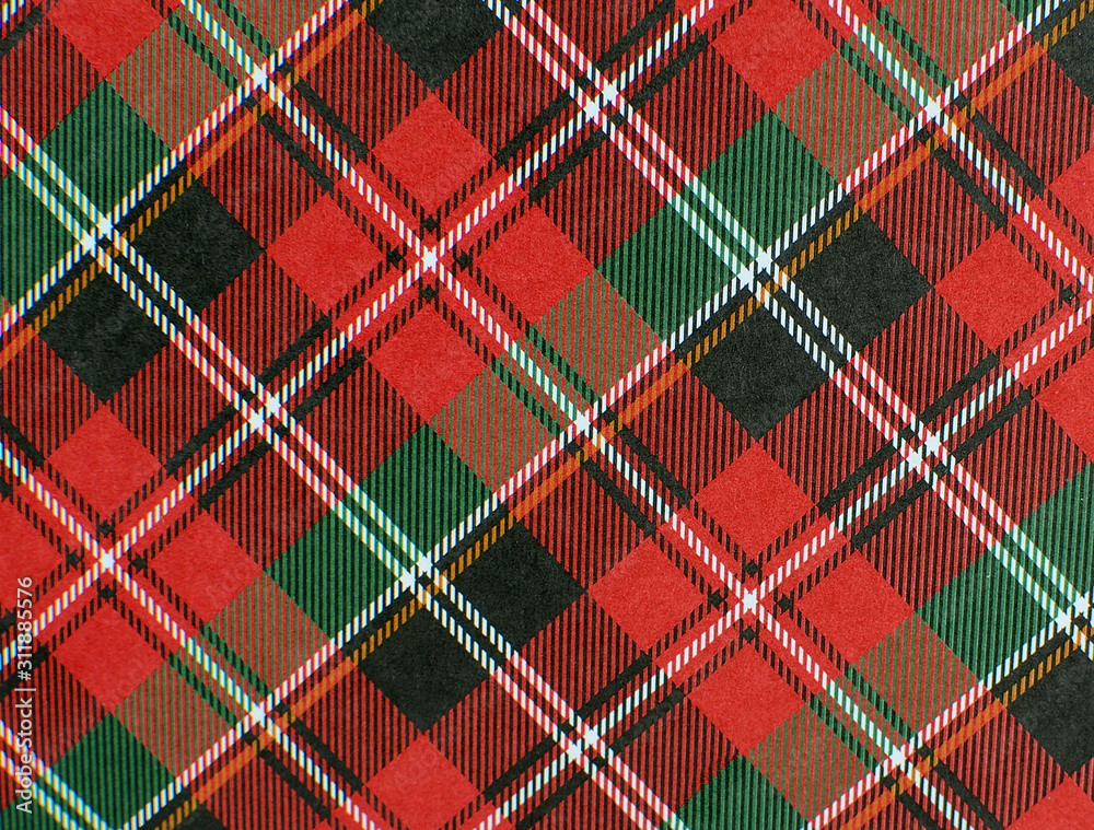 Red and green plaid background with black, white and yellow Stock Photo |  Adobe Stock