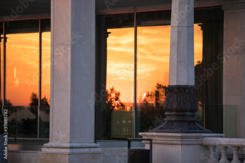 Reflection of sunrise in a ...