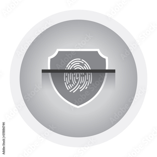Finger Scan in Futuristic Style. Bio metric id with Futuristic HUD Interface. Black and white icon