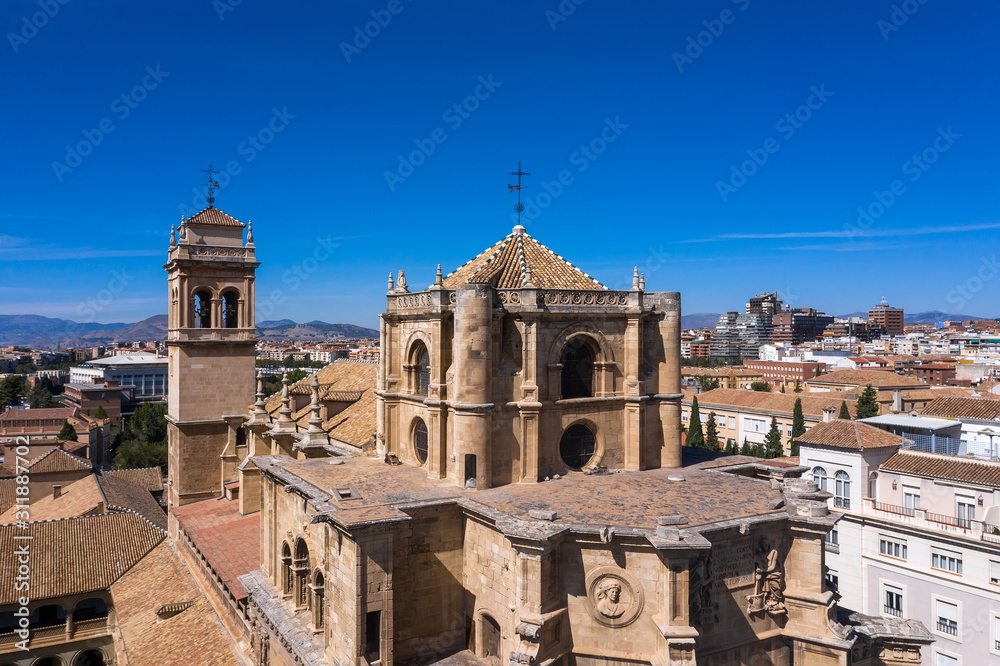 aerial view of the roofs of houses in the center cities of Granada