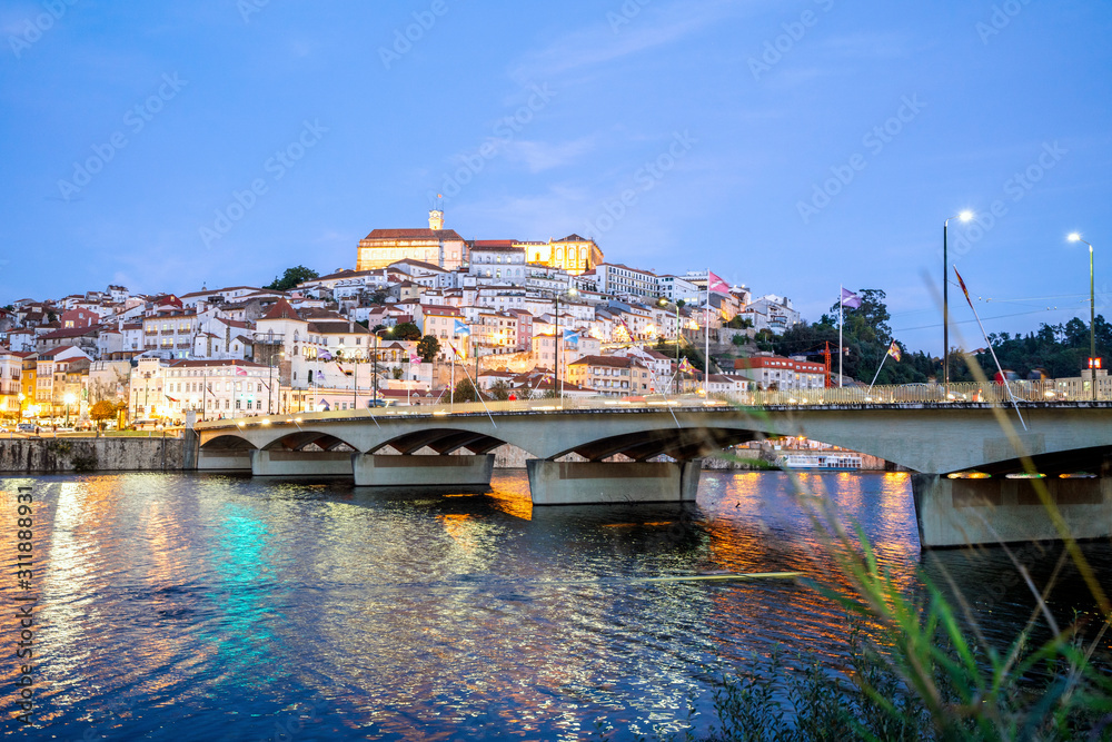 Coimbra cityscape in the evening, Portugal