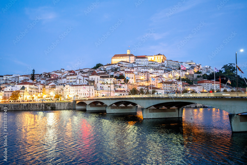 Coimbra cityscape in the evening, Portugal
