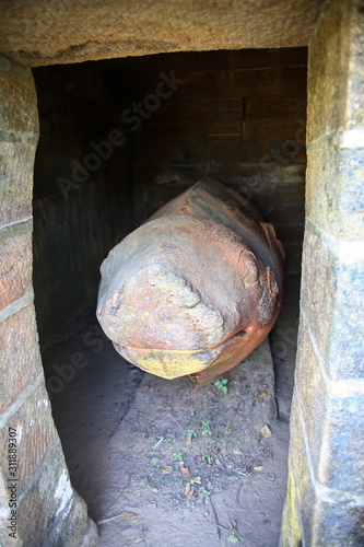 �Matsya� The Fish Encarnation of Lord Vishnu, Carved on in Stone at Fort Bandhavgarh, Madya Pradesh, India. photo