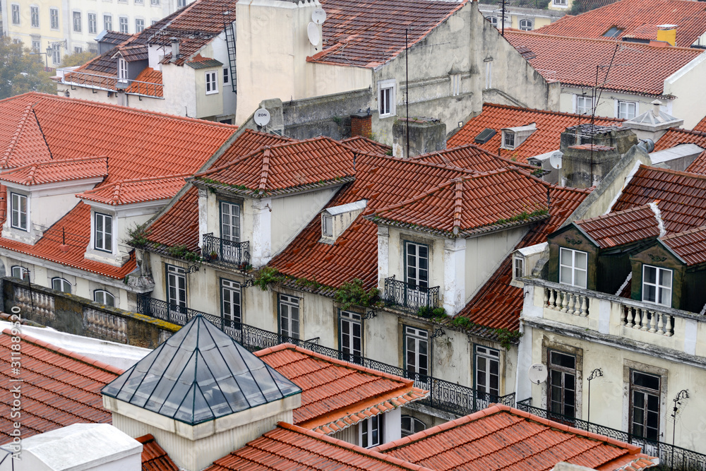 red roofs of old town, lissabon, portugal