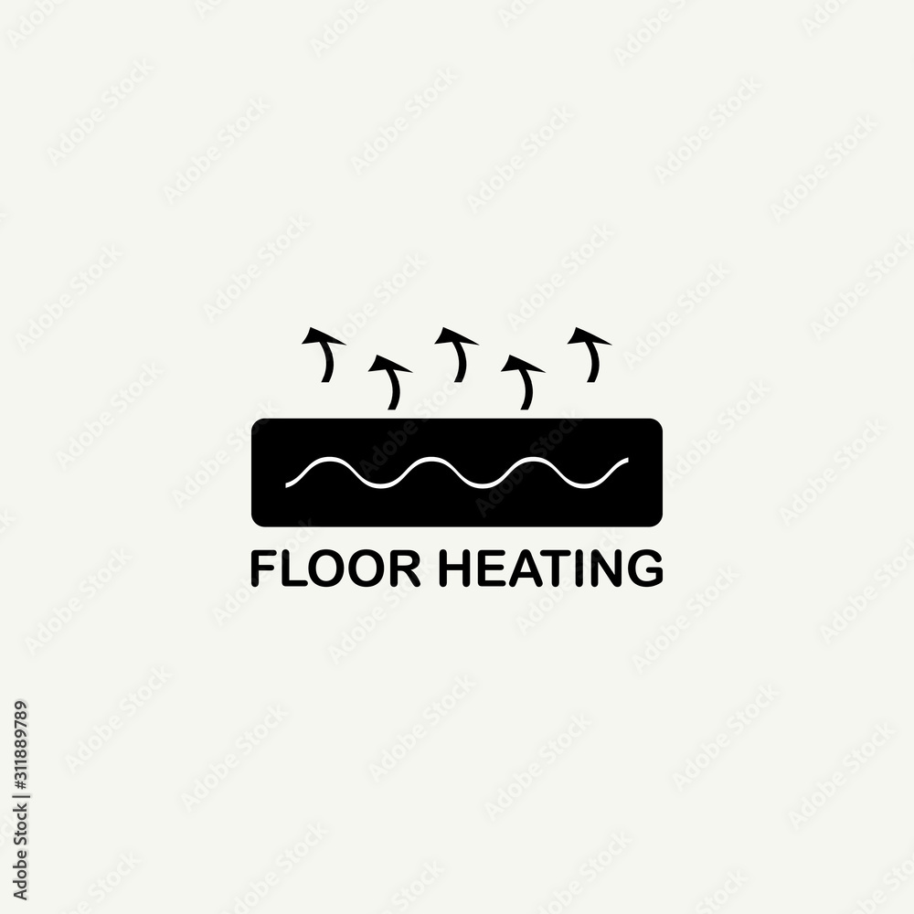 Floor Heating icon symbol, Black flat sign Floor Heating icon symbol, Black flat sign
