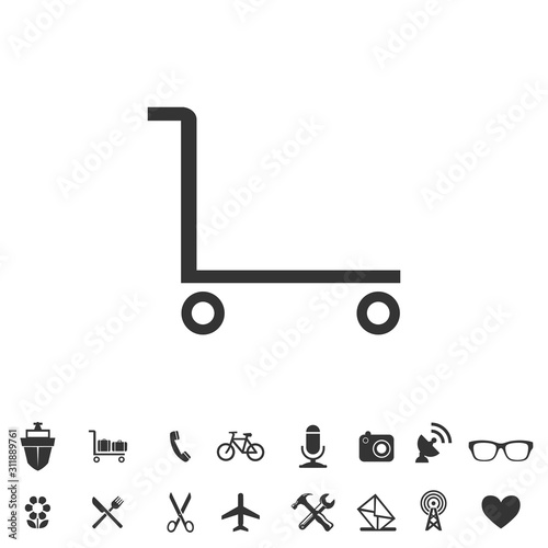 luggage cart icon vector illustration for website and graphic design symbol