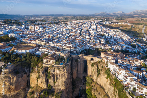 Aerial view of the New Bridge and the city of Ronda. Spain photo