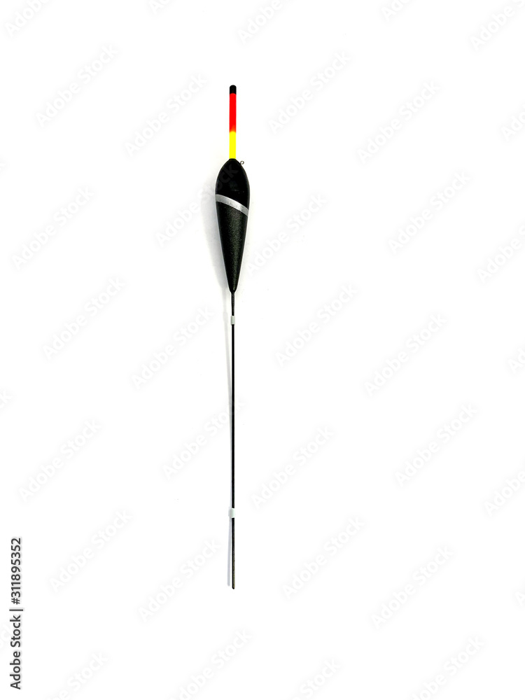 Fish bobber Isolated on a white background. Plastic fishing float. Spinning bobber. Fish bobber Isolated on a white background. Plastic fishing float. Spinning bobber.